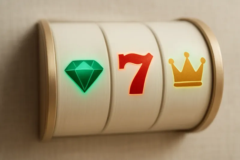 Extreme close-up of slot reels with diamonds, sevens, and crowns
